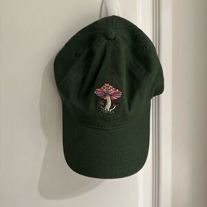 Green Baseball Cap with Mushroom Embroidery